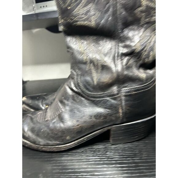 Lucchese 1883 Snip Toe Cowboy Boots Mens Size 8 D Black Leather - Picture 2 of 16